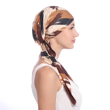 2020 Mados Musulmonų Moterų Hijab Kepurės Medvilnės Atspausdinti Gėlės Galvos Skara Turbaną Femme Musulman Islamo Wrap Vidinis Hijabs variklio Dangčio