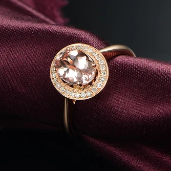 2020 Naujas Prabangus Mados 14K Rose Gold Ovalo formos Šampano Aukštos Kokybės Diamond Engagement Ring Gimtadienio Dovana Moterų Papuošalai