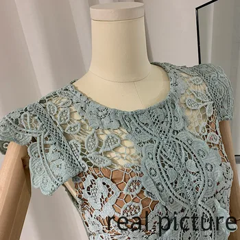 2020 Naujas Vasaros Moters Suknelė Mėlyna Žalia Nėrinių Aukšto Juosmens Atsitiktinis Mados Nereguliarus Mini Suknelė Moteris kilimo ir tūpimo Tako Projektavimo Bodycon