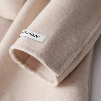 2020 Nauji Aukštos Kokybės dviejų Kašmyro Žiemos Vilnoniai Paltai Moterims Smėlio Spalvos korėjos Trumpų Paprastų Vilnonių Paltų Moterų viršutinių drabužių siuvimas