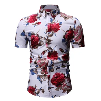 2020 Nauji vyriški Slim fit Gėlių Spausdinti Vyrų Marškinėliai trumpomis Rankovėmis Gėlių Marškinėliai Vyrams Pagrindinio Viršūnes Atsitiktinis Plius Dydžio Marškinėliai