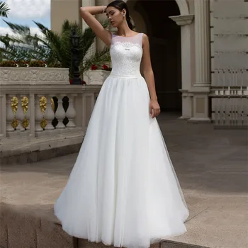 2020 Seksualus Samtelis Kaklo Nėriniai Viršuje, A-Line Wedding Dresses Šifono Ilgai Nėriniai Atgal Vestuvinės Suknelės Oficialų Valymo Traukinio Paplūdimys