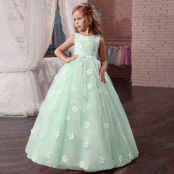 2020 Tiulio Nėrinių Kūdikių Bamblys Grožio Gėlių Mergaitės Suknelė Vestuves Pirmosios Komunijos Suknelė Mergina, Kamuolys Suknelė Inscenizacija Kostiumas