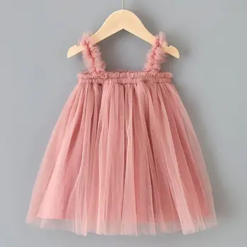2020 m. Mergaičių Vasaros Princesė Dress Vaikų Drabužius Mergina Diržas Net Gazas Suknelė Princess Tutu Rožinė Suknelė Vaikams Drabužių