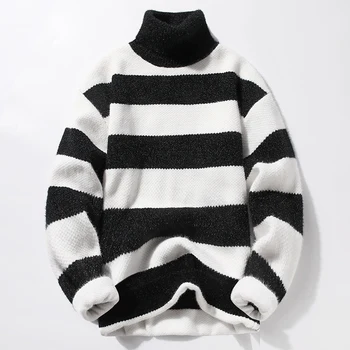 2020 m. Rudens-Žiemos Vyrų Juostele Golfo Sweater Mens Streewear Šiltų Megztinių Vyrų Stori Megztiniai M-3XL