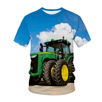 2020 m. vyrai ir moterys, žemės Ūkio transporto priemonių, spausdinimo 3D T-shirt cartoon Automobilių juokinga T-shirt Apvalus kaklas trumpas rankovėmis atsitiktinis marškinėliai