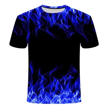 2020 mados pardavimo vyriški Naujas Vasaros marškinėliai Su apvalia Kaklo trumpomis Rankovėmis Mėlyna žalia violetinė raudona Liepsna 3D Atspausdintas Top aukštos kokybės