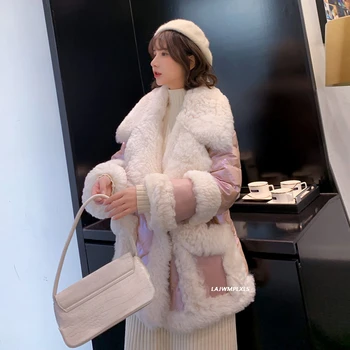 2020 nekilnojamojo vilnos Sujungimas Žieminiai pūkų paltai moterims Storas šiltas 90% baltos spalvos antis žemyn striukė Kieto sniego šiltų viršutinių drabužių siuvimas Mujer YRF293