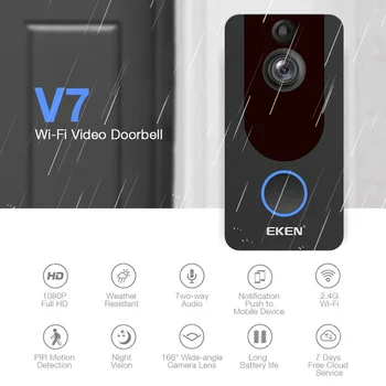2021 EKEN HD 1080p WiFi Vaizdo Doorbell Kamera, Belaidžio ryšio Vaizdo Duris Telefono Ryšio Nuotolinio Stebėjimo, Signalizacijos