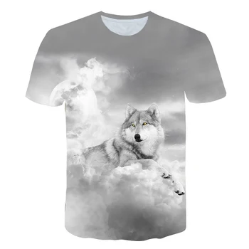2021 Naujausias Wolf 3D Spausdinimo Gyvūnų Kietas Juokingi Marškinėliai berniukams trumpomis Rankovėmis Vasaros Viršūnes Tee Marškinėliai T Shirt mergina Mados marškinėlius 4T-14T