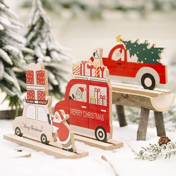 2021 Naujųjų Metų Medines Automobilių buities reikmėms Kalėdų Dekoracijos Vaikams Džiaugtis Kalėdų Dovana Žaislai Kambario 3D, Medienos Amatų Ornamnet