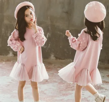 2021 Vaikų Drabužius Pavasario Princesė Suknelė ilgomis Rankovėmis Girl Šilta Suknelė Mergaitė Naujų Mergaičių Drabužius 3T-14T
