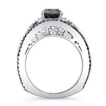 2021 nauja madinga juoda spalva turas 925 sterlingas sidabro vestuvinis žiedas moterims 