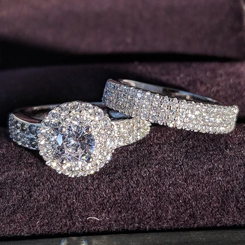 2021 naujas prabangus turas 925 sterlingas sidabro vestuvių žiedas rinkinys moterims lady jubiliejų dovana, juvelyriniai dirbiniai didmeninė Juodasis penktadienis R5142S