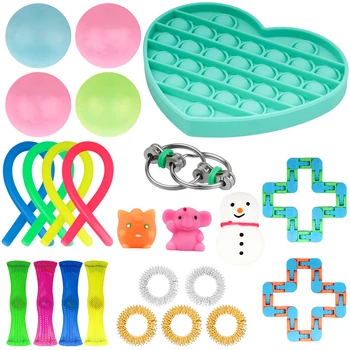 24 Pack Fidget Jutimo Žaislų Rinkinys Įtempių Žaislai Autizmo Nerimas Reljefas Streso Pop Burbulas Fidget Jutimo Žaislas Vaikams Jutimo