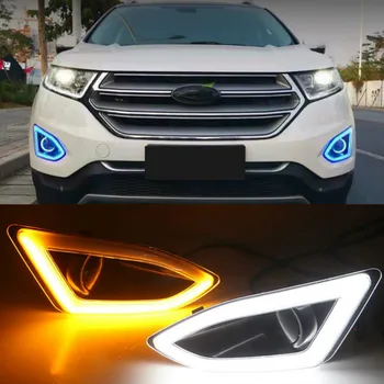 2vnt Automobilio LED DRL Šviesos važiavimui Dieną, su Geltona siganl Priešrūkinio Žibinto dangtelis Ford Edge 2016 2017 2018