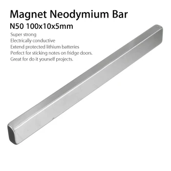 2vnt N50 100x10x5mm Nuolatiniai Magnetai Stiprus Stačiakampis Blokas Retųjų Žemių Neodimio Magnetas Ilgai Baras Super Stiprus Magnetas medžiagos