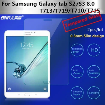 2vnt Premium 0,3 mm 9H Grūdintas Stiklas Screen Protector for Samsung Galaxy Tab S2 S3 8.0 T710 T713 T715 T719 Apsauginės Plėvelės