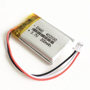 3.7 V Lipo polimero baterijos įkrovimo 200mah 402030 DĻSV 1,0 mm 3pin individualų didmeninė CE, ROHS, FCC KAULŲ ir kokybės sertifikavimo