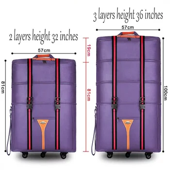 32 36 colių Didelės talpos Oksfordo audinio geležinkelių bagažo krepšys, į užsienį studijuoti ir perkelti, jei norite perkelti sulankstomas vežimėlis lagamino kelionės krepšys