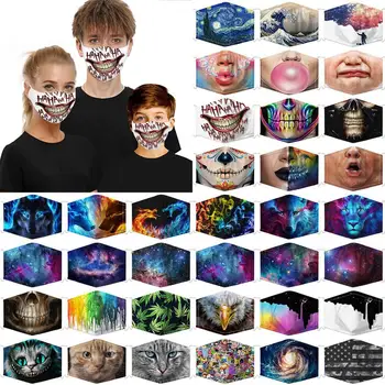 3D Atspausdintas 5 sluoksnių filtras Apsauginė Kaukė suaugusiems vaikams Dulkėms masque Gyvūnų Žvaigždėtas dangus spausdinti Filtras Kaukė mascarillas