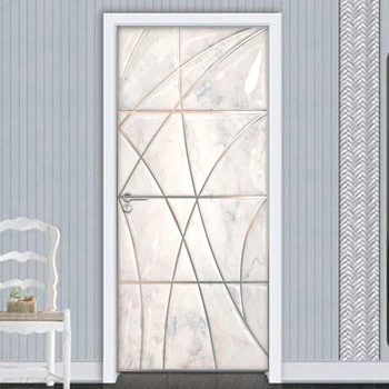 3D Durų Lipdukas Vandeniui PVC Lipni Marmuro Geometrinis Menas Freskos Sienos Lipdukai Kambarį Miegamojo Durų Lipdukai, Tapetai