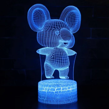3D Koala Naktį Šviesos Gyvūnų Iliuzija, LED Lempos, Vaikų Kambario Dekoracija su Nuotolinio Valdymo 7 Spalva Keičiasi Unikalus
