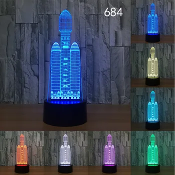 3D LED Lempos, 7 Spalvų Touch Jungiklis Nuotolinio Valdymo Stalas Stalas Šviesos Lavos Lempa Akrilo Iliuzija Kambario Atmosferą Apšvietimo Žaidimas Gerbėjai