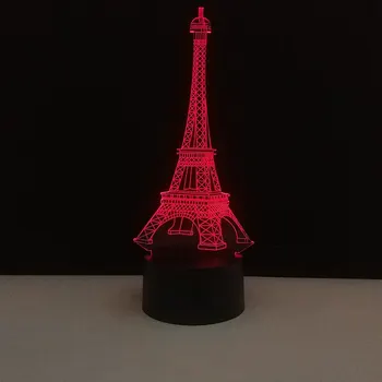 3D Spalvinga stalinės Lempos USB LED Lempa, Prancūzija, Paryžius, Eifelio Bokštas Nuotaika Naktį Žibintai Miegamasis Vestuvių Dekoravimas, Namų Dekoro Atostogų