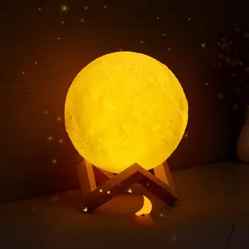 3D Spausdinimo Mėnulis Žibintas Įkraunamas LED Nakties Šviesos Jutiklinį Jungiklį Naktiniai Žibintai Namo Kambaryje Apdailos Mėnulio Lempos Vaikų Dovanų