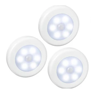 3PCS LED Judesio Jutiklis Naktį Sausas Baterija LED Naktį, Šviesos, Judesio Lempa su Baltos Šviesos Skubios pagalbos