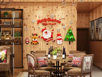 3d Akrilo Kalėdų sienos plakatas parduotuvė langų sienų apdailai sceną puošia trimatis Kalėdų Senelis
