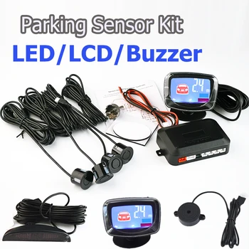 4 Davikliai LED Ekranas/ LCD Ekranas /Buzzer 22mm Automobilių Parkavimo Jutiklis Rinkinys Atvirkštinio Atsarginės Automobilių Parkavimo Radaras Stebėti