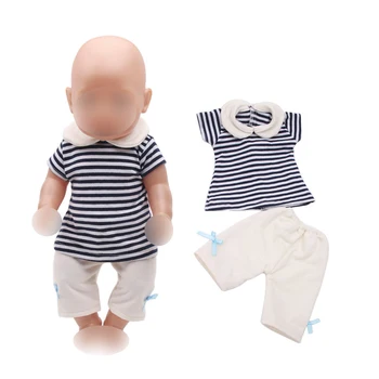 43 cm, kūdikių lėlės, drabužiai naujagimiams Atsitiktinis balta juostele kostiumas žaislai suknelė tinka American 18 colių Mergaičių lėlės f291