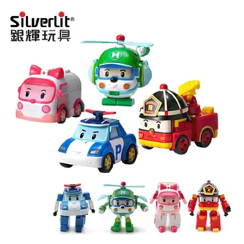 4pcs/6pcs Silverlit Robocar Korėja Robotas Vaikams, Žaislai Transformacijos Anime Veiksmų Skaičius, Poli Žaislai Vaikams Playmobil Juguetes
