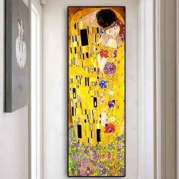5D Diamond Tapybos Klasika Menininko Gustavo Klimto bučinys Aikštėje Turas gręžimo Diamond Nuotrauką Siuvinėjimo kryželiu Visą gręžimas