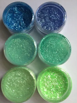 6 Mišrios Spalvos Mėlyna Žalia kosmetikos žėručio pigmento miltelių Profesionalus Makiažas pavyzdys