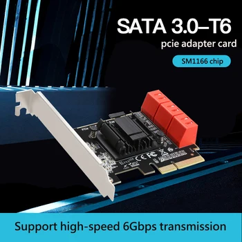 6Gbps PCI Express ASM1166 PCIe į sata 6G plėtros Kortelę ar sata 3.0 adapteris HUB 