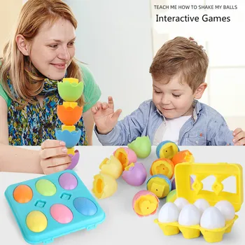 6pcs Atitikimo Kiaušiniai Nustatyti Spalvą & Formos Rūšiavimo Recoginition Kiaušinių Įspūdį Velykų Bingo Žaidimas Dovana Vaikams Baby Smart Kiaušinių Žaislai