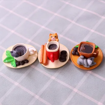 6pcs/Set Kawaii Arbatos Puodelio Katė Pasakų Sodo Miniatiūros Animaciją Kačių Micro Kraštovaizdžio Augalų Puodą Papuošalai 