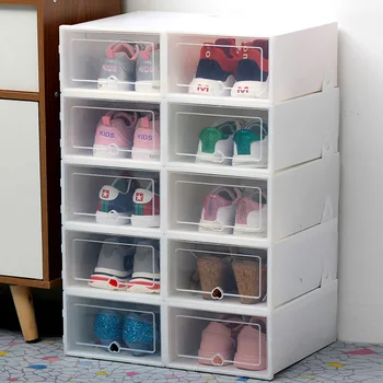 6vnt skaidrus, batų dėžės sutirštės skaidri apsauga nuo dulkių batų saugojimo dėžutė gali būti sukrauti derinys batų spintoje batų organizatorius