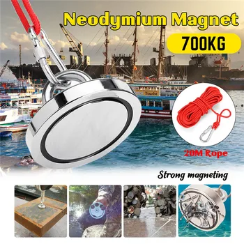 700KG Magnetinio Kablys Galingas Apvalus Neodimio Magnetas D120mm Kablys Gelbėjimo Magnetas Jūros Žvejybos Įrangos Turėtojas+Žiedas 20M Virvė