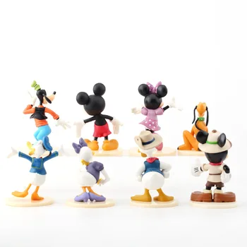 8Pcs/Set Disney Mickey Mouse Minnie ančiukas Donaldas, Daisy Plutonas Goofy Žaislai Gyvūnų Veiksmų Skaičius, Lėlės Kalėdų Dovana Vaikams