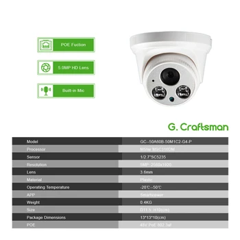 8ch 5MP POE Audio Kit H. 265 Sistema Smart CCTV Saugumo NVR, 5.0 MP Patalpų IR IP vaizdo Kameromis Vaizdo PASIDARYK pats G. Meistras