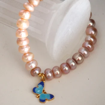 9-10mm gamtos perlas oranžinė violetinė abacus rondelle karoliukai 
