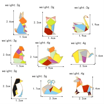 9PCS/SET swan fox Dramblys Katė pingvinas voverė Origami gyvūnų pin rinkinys, Emblemos Sunku emalį, segtukai, Sagės Gyvūnų papuošalai