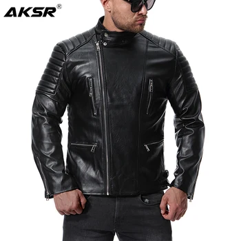 AKSR Vyrų Mados Dirbtiniais LeatherJackets Žiemos Atsitiktinis Šiltas Odinės Striukės vyrams Brand Slim Fit Motociklo Liemenės, Paltai
