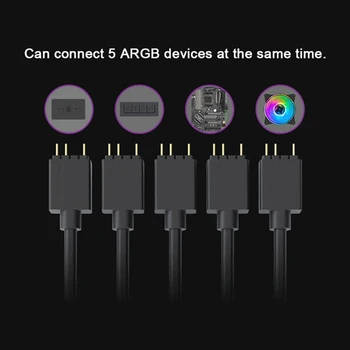 ARGB 1 iki 5 3PIN 5V Lanksti RGB, Ventiliatorius Adapterio Kabelis Kompiuterio Atveju Jungtis Splitter Priedai MSI