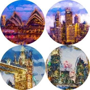 Abstrakti Sydney Opera House Marina Sienų Tapyba London Tower Bridge, Plakatų Ir Grafikos Šiuolaikinio Namų Dekoro Nuotraukos, Cuadros