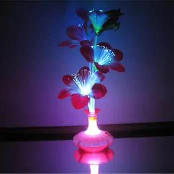 Adeeing 1Pc Dirbtinis Bendrą Bombax Gėlių+Vaza Optinio Pluošto Lempos gėlių naktį dega Dekoro Atsitiktine Spalva